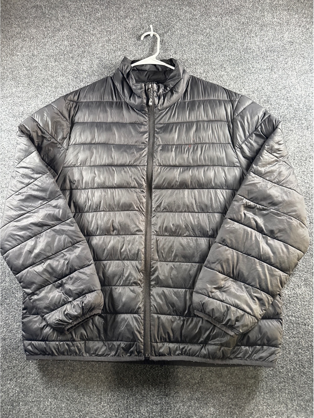 Swiss Tech Mens XL Black Lightweight Puffer Jacket Full Zip Packable Coat